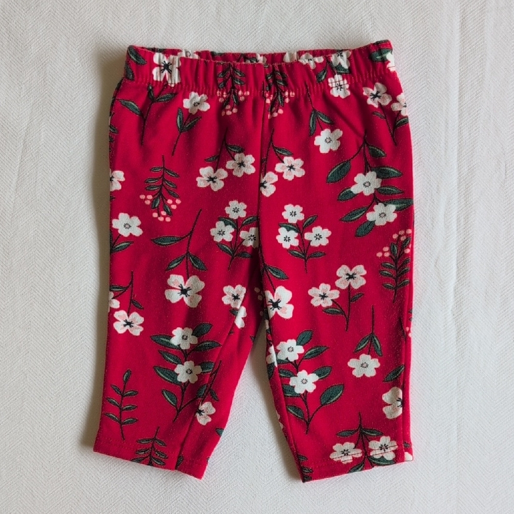 carter's cozy warm-lined floral pants 3 months baby girl